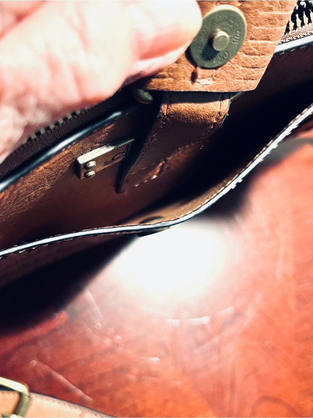 American Rag Tan Floral-Embossed Crossbody with Buckle Detail - Picture 7 of 8